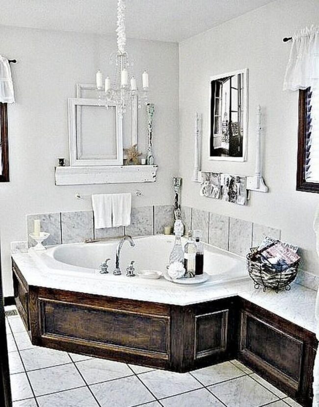 Get the Unpretentious Look with a Nordic Corner Drop-In Tub