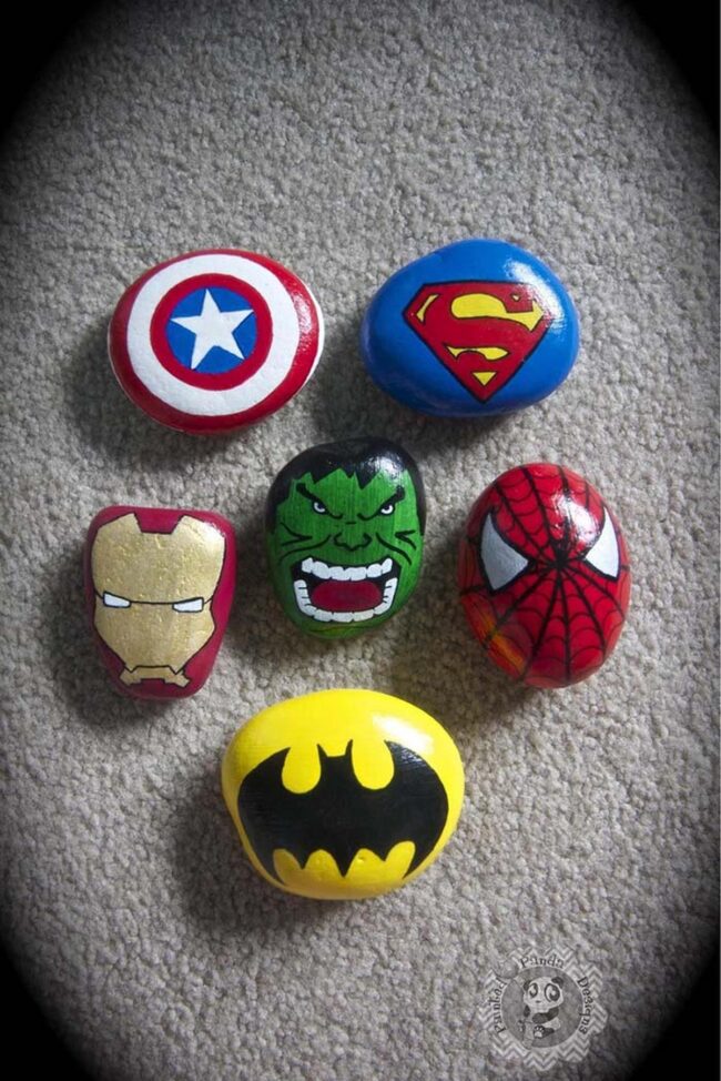 Superhero Rock Art