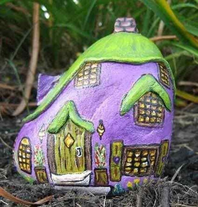 Purple Fairy House Rock