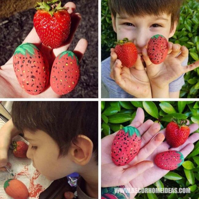 Strawberry Painted Rocks