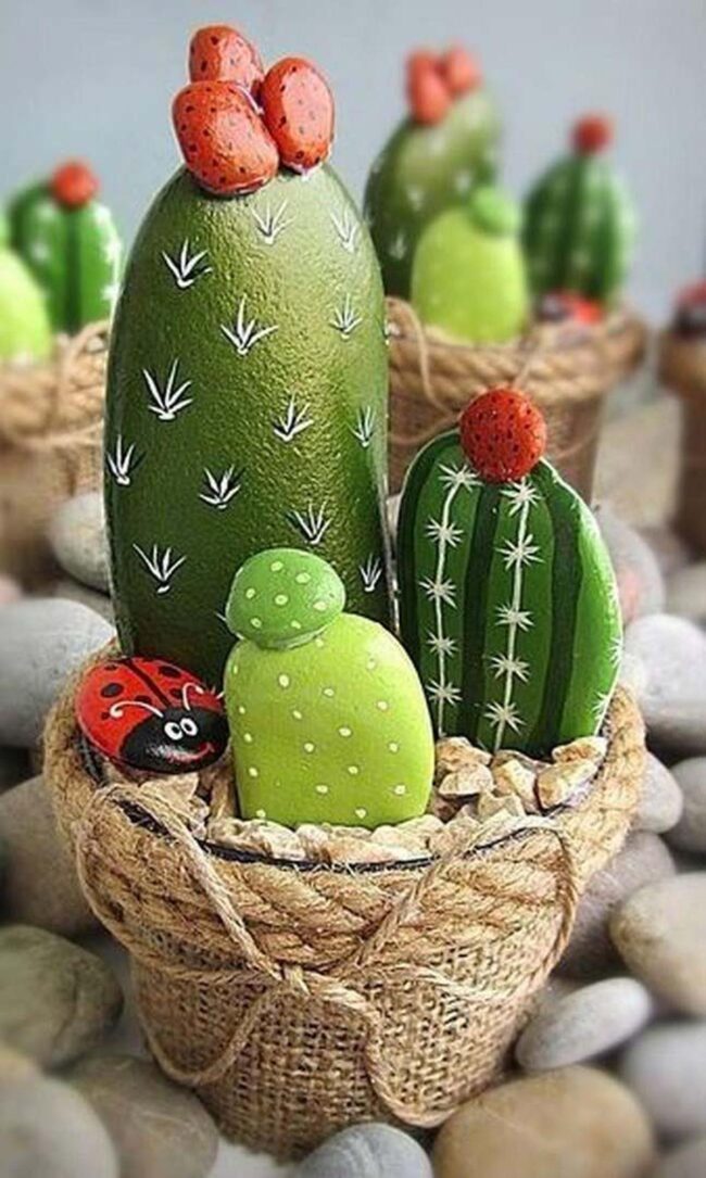 Painted Cactus Rocks