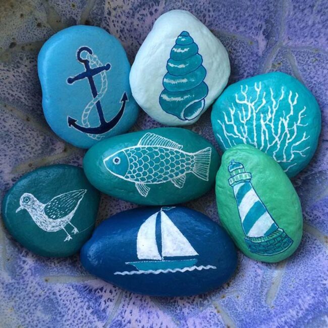 Beach-Themed Rock Art