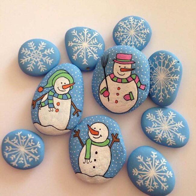 Blue Christmas Snowman Rock