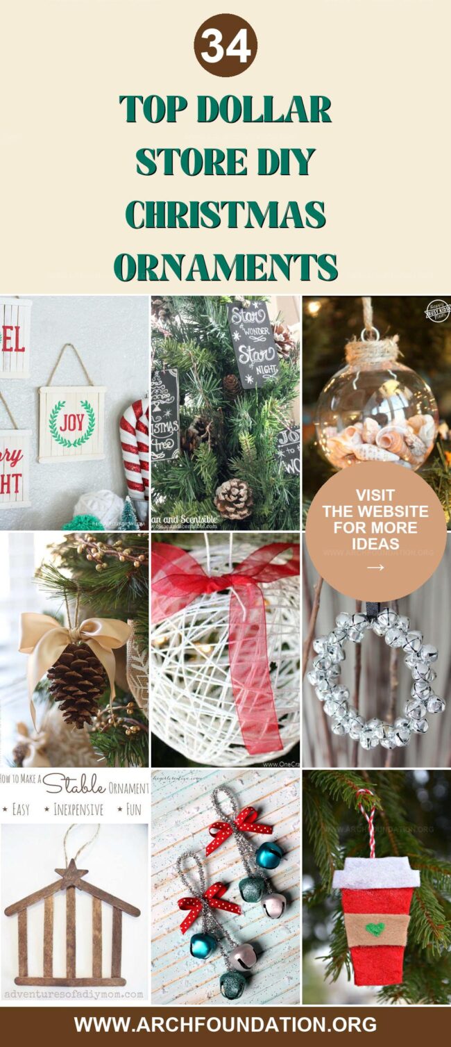 34 Cute Dollar Store DIY Ornaments for Christmas