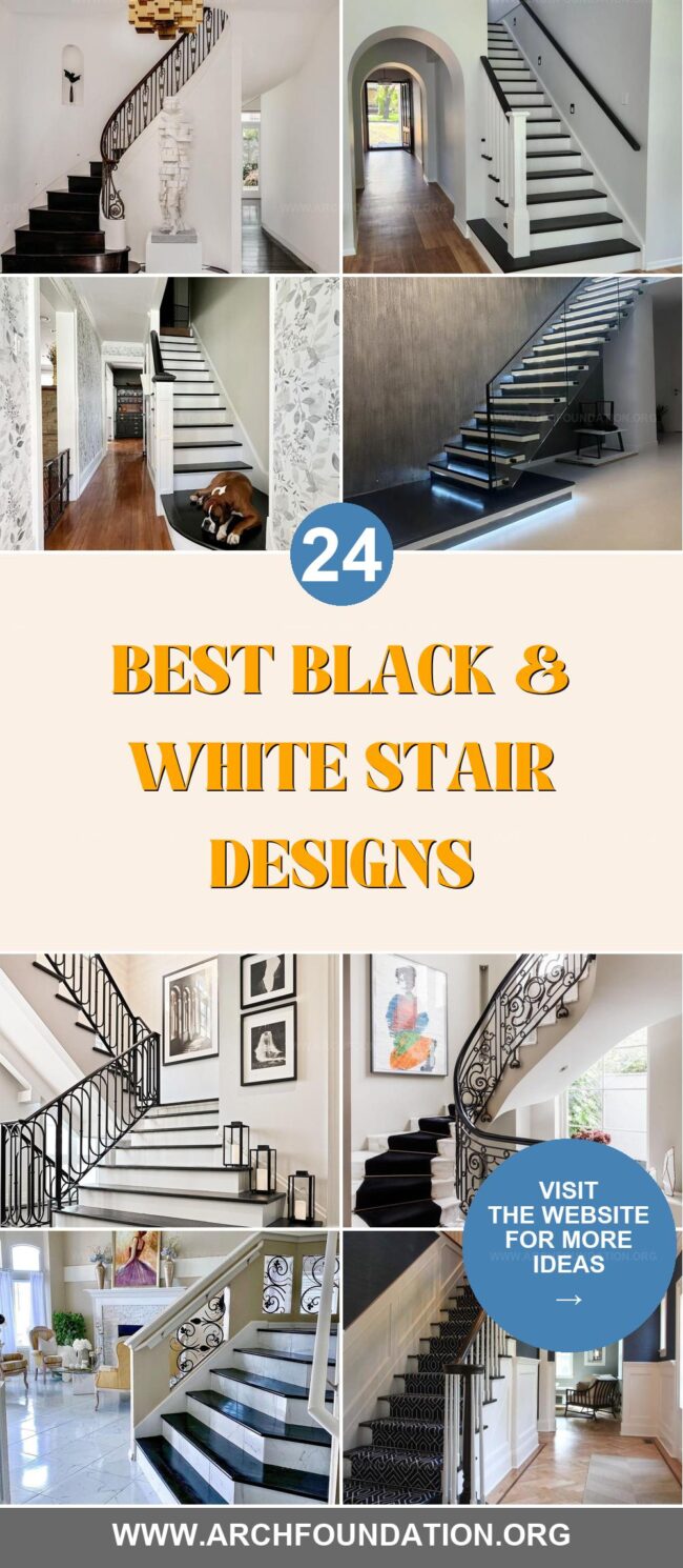 24 Bold Black & White Stair Designs to Impress Your Guests