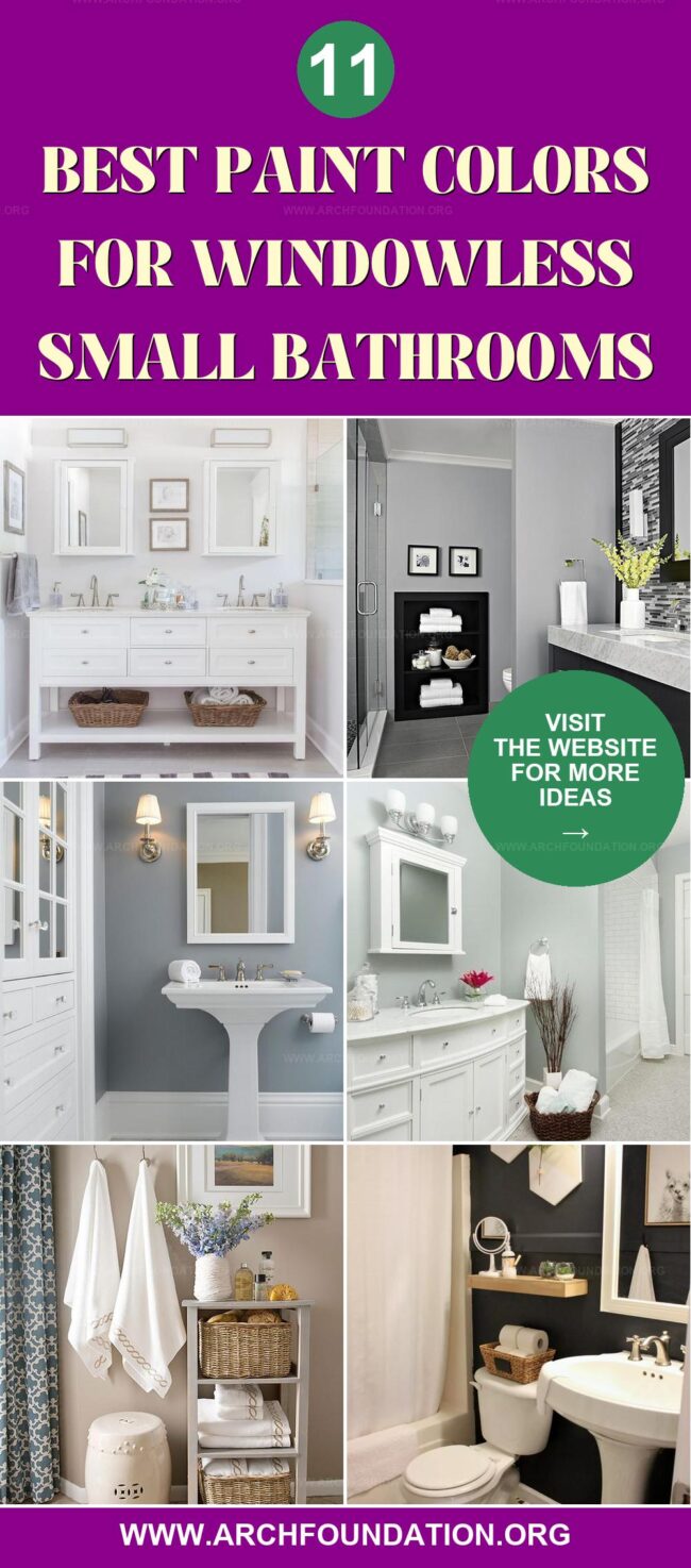 11 Ideal Paint Colors for Windowless Small Bathrooms