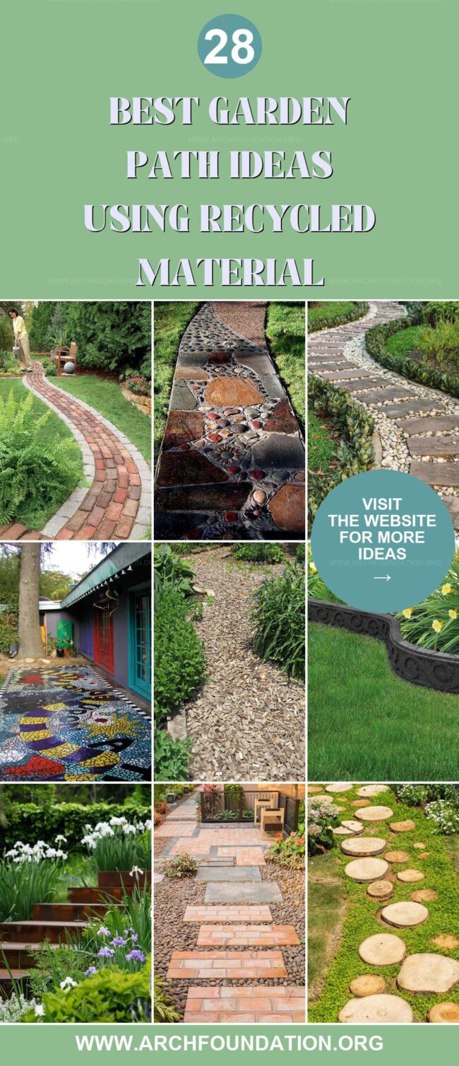 28 Best Garden Path Ideas Using Recycled Material