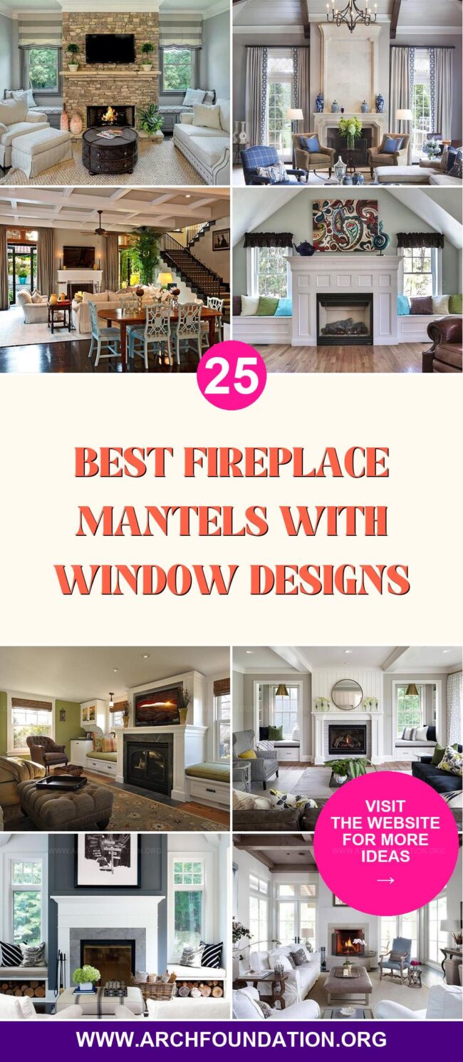 25 Cozy Fireplace Mantels with Window Designs