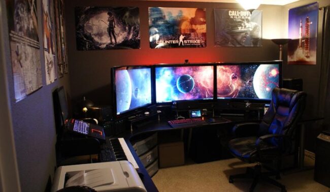 Dark Video Game Room Setup For Hardcore Players