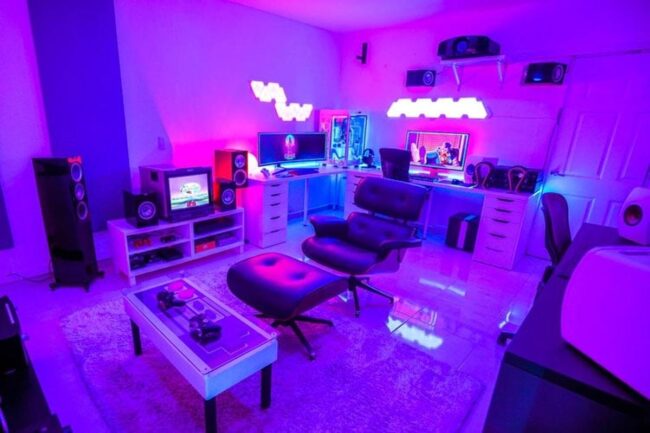 Ultimate Gaming Room Setup with Themed Decorations and Furniture