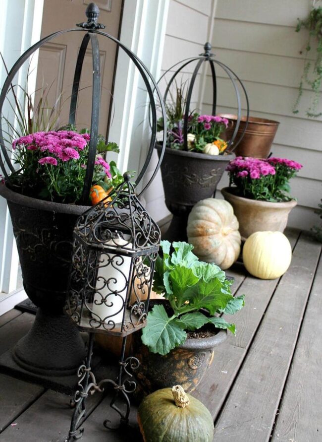 Metal Flower Boxes Anchor Fall Plants