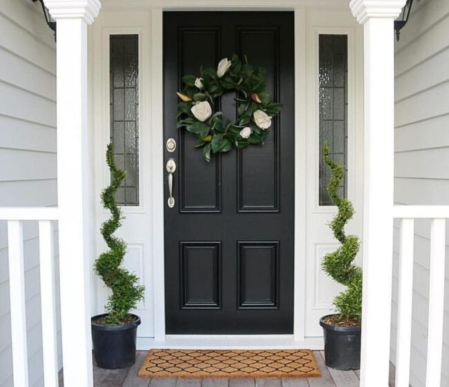 Cool Plants For Front Door Planters and White Flower Wreath