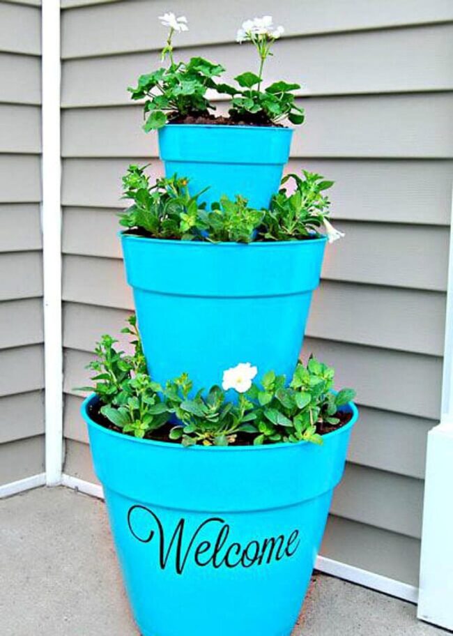 Add A Pop of Color with Tiered Pots