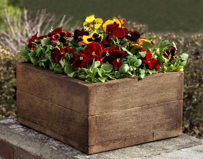 Wooden Pot with Yellow and Red